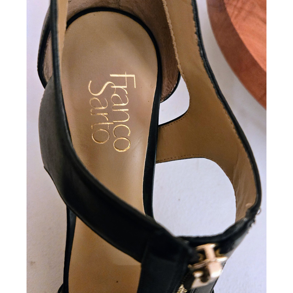 Franco Sarto Black Leather Open Toe Zip Up Sandals, Women’s Size 7.5 4” Heel - Picture 7 of 11